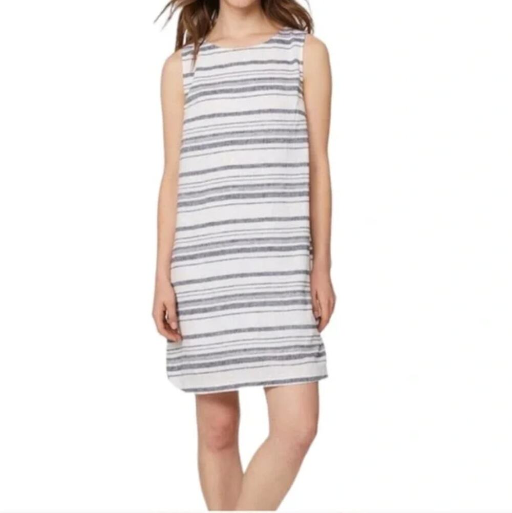 BeachLunchLounge Alina Sleeveless Stripe Linen Blend Dress Size S Coastal Beach